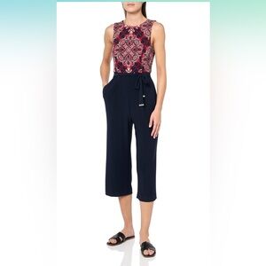 Tommy Hilfiger Women's Bandana Tie Waist Sleeveless Jumpsuit